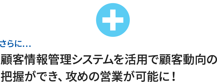 さらに…顧客情報管理システムを活用で顧客動向の把握ができ、攻めの営業が可能に！